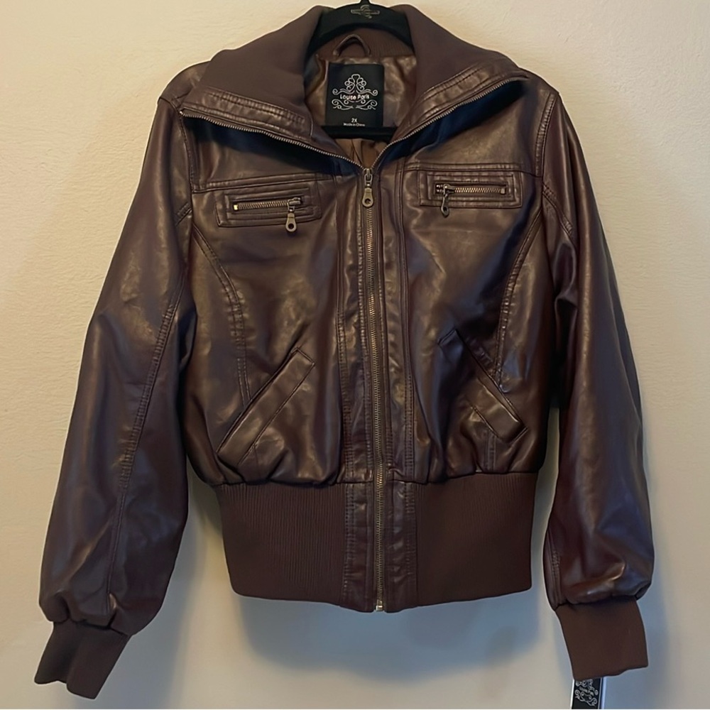 Louise Paris Faux Leather Bomber Jacket